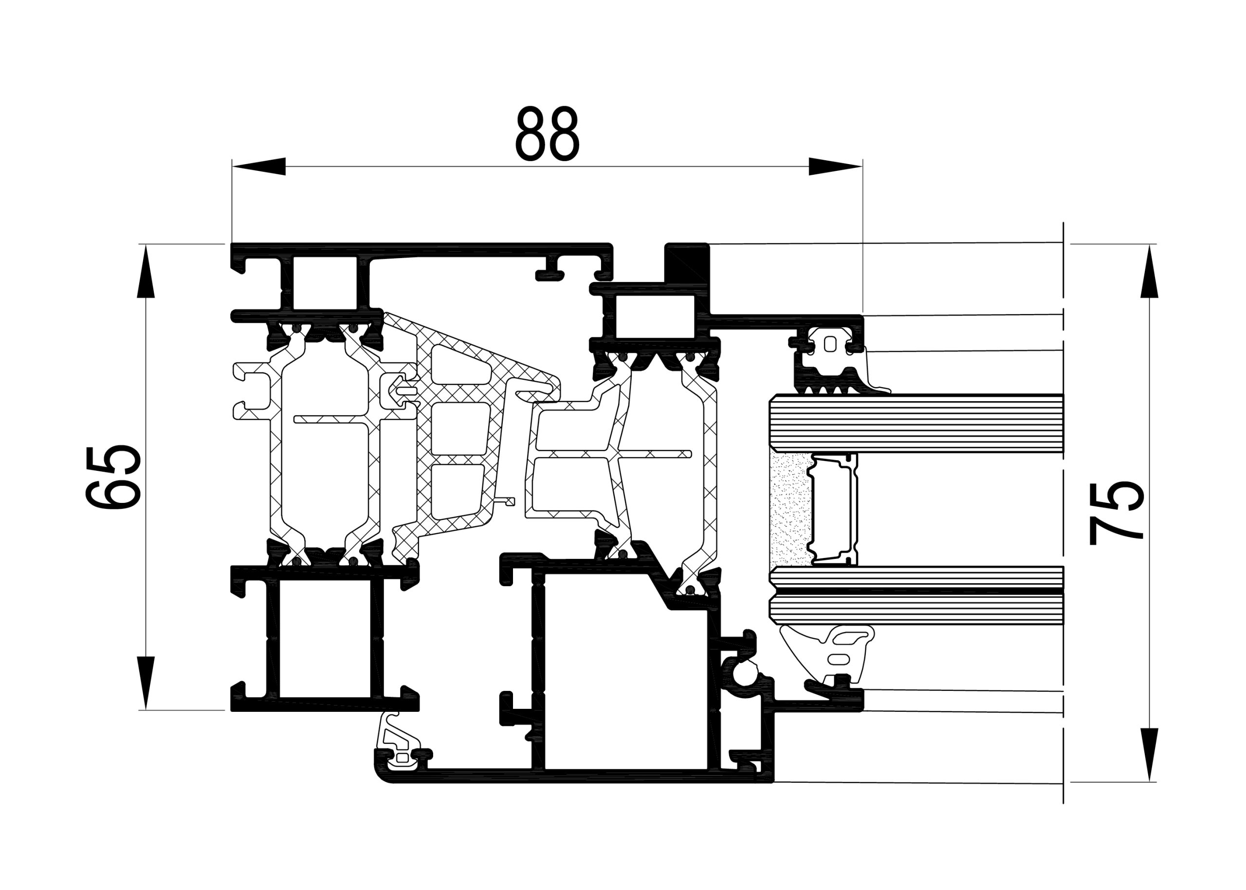 Ficha técnica NC 65 HES WS Ferro – Abertura interior