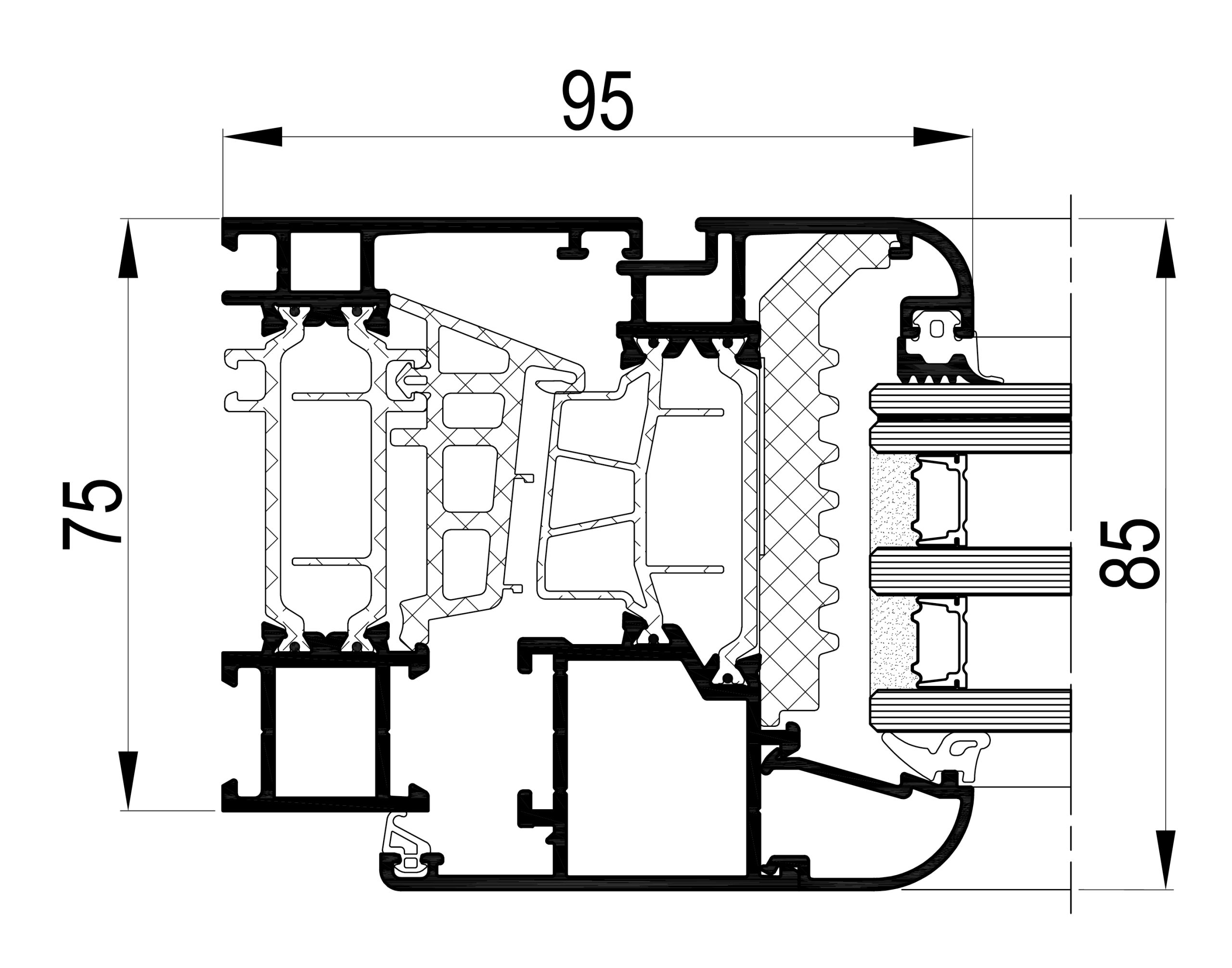 Ficha técnica NC 75 HES WS Spoke | Abertura interna